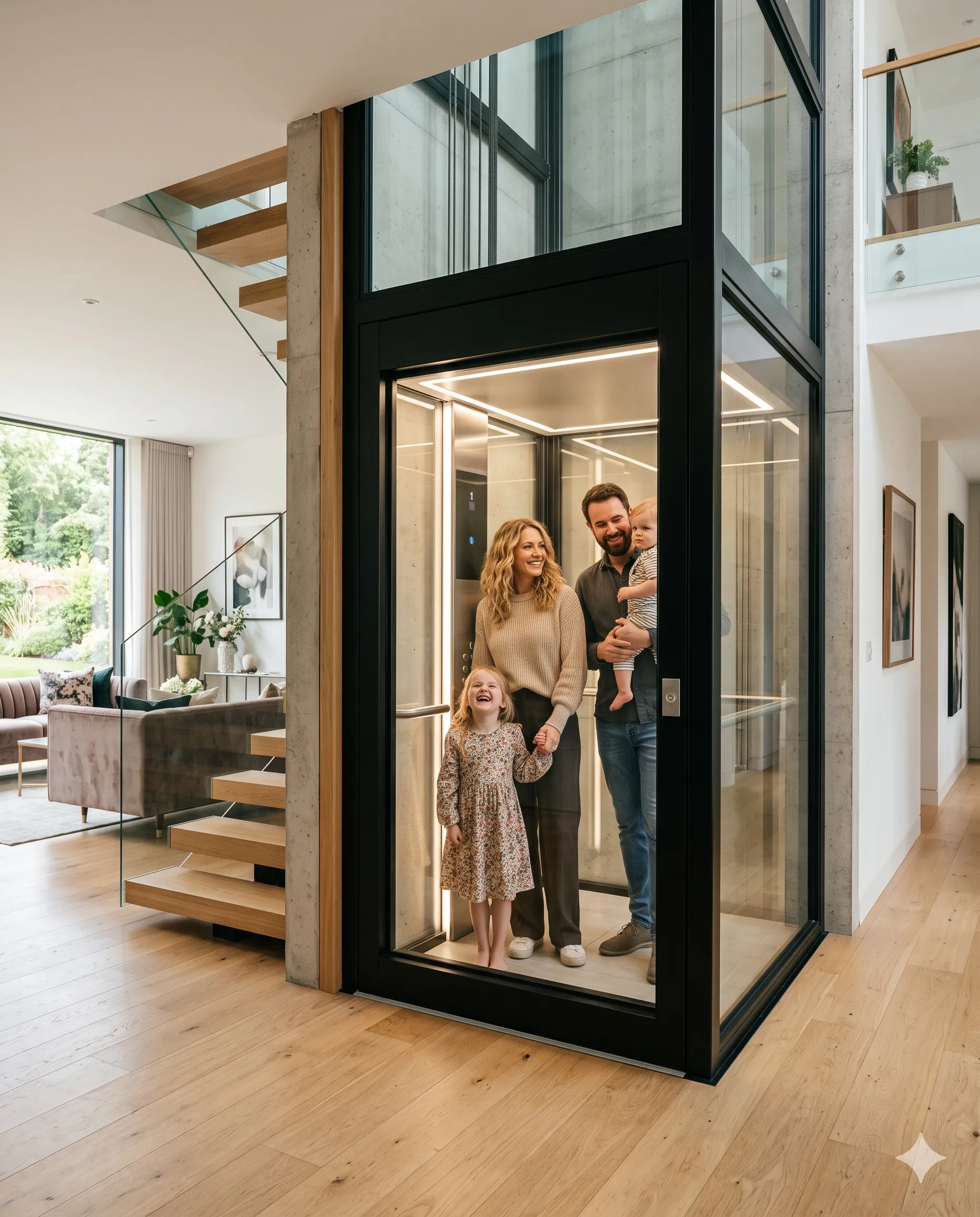 Compact home lift lifestyle